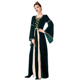 Women Medieval Costume Renaissance Vintage Dress Flare Long Sleeve Floor Length Palace Royal Court Costume - INSWEAR